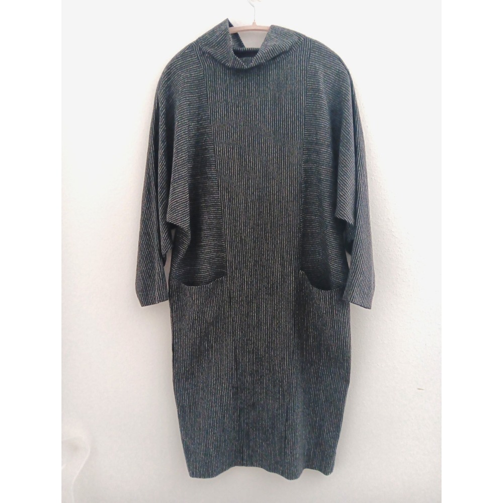 Andren‎ Fezza Minimalist Dress Medium 100% Wool Langonlook Gray Stripe Organic
